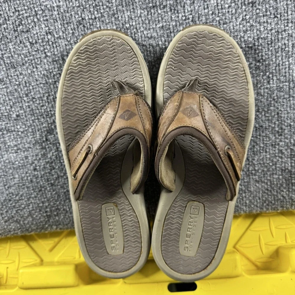 Sperry Top-Sider Sandals Mens Size 7 Leather Thong Flip Flop Comfort Slip On